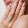925 Sterling Silver Emerald Cut Diamond Engagement Ring - Image 2
