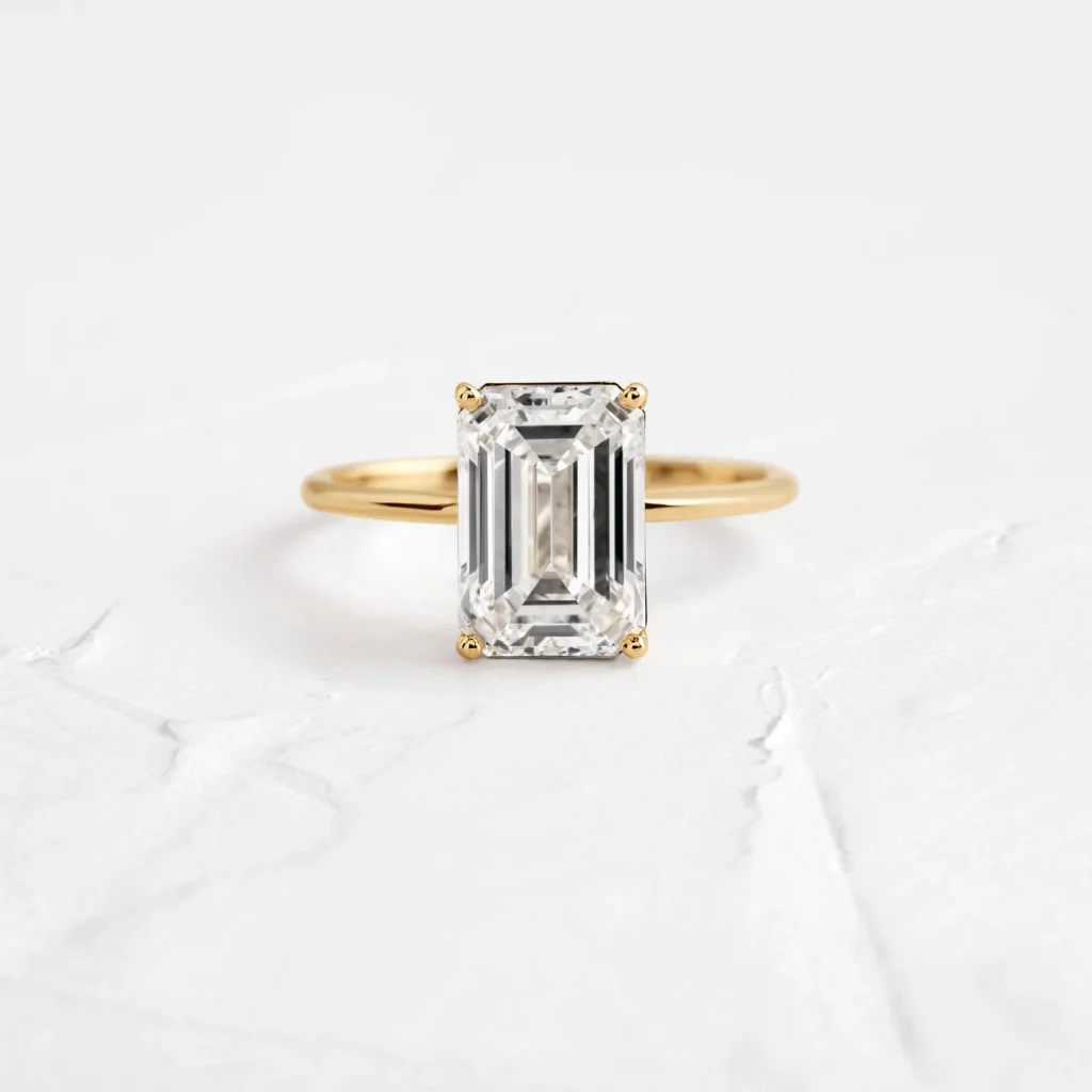 925 Sterling Silver Emerald Cut Diamond Ring