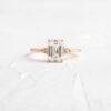 925 Sterling Silver Emerald Cut Engagement Ring