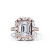 925 Sterling Silver Emerald Cut Halo Diamond Engagement Ring - Image 6
