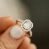 925 Sterling Silver engagement ring with thick gold plating and CZ stone