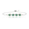 925 Sterling Silver Emerald Diamond Adjustable Bracelet