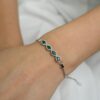 925 Sterling Silver Emerald Diamond Adjustable Bracelet - Image 2