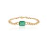 925 Sterling Silver Emerald & Diamond Curb Chain Bracelet