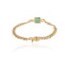 925 Sterling Silver Emerald & Diamond Curb Chain Bracelet - Image 5