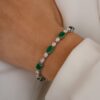 925 Sterling Silver Emerald Diamond Designer Bracelet - Image 4