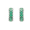 925 Sterling Silver Emerald Diamond Designer Hoop Earrings