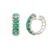 925 Sterling Silver Emerald Diamond Designer Hoop Earrings - Image 3