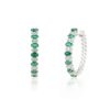 925 Sterling Silver Emerald & Diamond Designer Hoops - Image 4