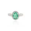 925 Sterling Silver Emerald Diamond Engagement Ring