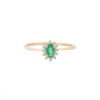 925 Sterling Silver Emerald & Diamond Engagement Ring