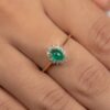 925 Sterling Silver Emerald & Diamond Engagement Ring - Image 2