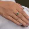 925 Sterling Silver Emerald & Diamond Engagement Ring - Image 4
