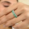 925 Sterling Silver Emerald Diamond Eternity Band - Image 4