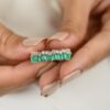 925 Sterling Silver Emerald Diamond Eternity Band - Image 5