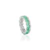 925 Sterling Silver Emerald Diamond Eternity Band - Image 6