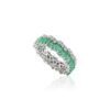925 Sterling Silver Emerald Diamond Eternity Band - Image 7