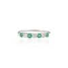 925 Sterling Silver Emerald Diamond Half Eternity Band