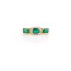 925 Sterling Silver Emerald Diamond Halo Trinity Ring