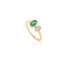 925 Sterling Silver Emerald & Diamond Open Ring - Image 3