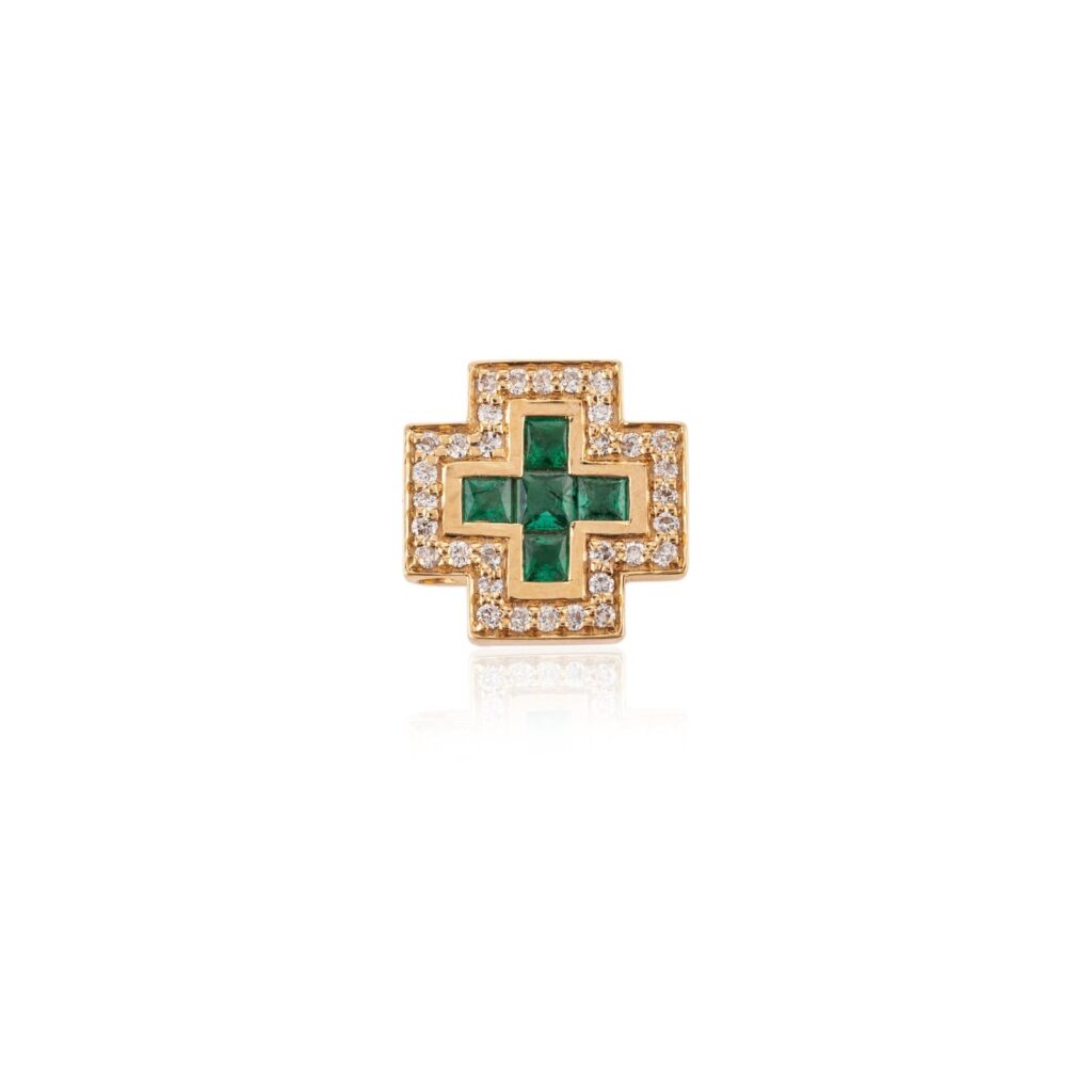 925 Sterling Silver Emerald Diamond Pendant