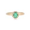 925 Sterling Silver Emerald Diamond Ring