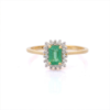 925 Sterling Silver Emerald Diamond Ring