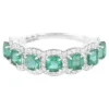 925 Sterling Silver Emerald & Diamond Ring