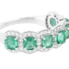 925 Sterling Silver Emerald & Diamond Ring - Image 2