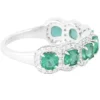 925 Sterling Silver Emerald & Diamond Ring - Image 3