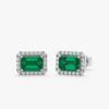 925 Sterling Silver Emerald & Diamond Statement Earrings - Image 2