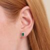 925 Sterling Silver Emerald & Diamond Statement Earrings - Image 4