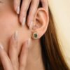 Statement earrings with CZ emerald and CZ diamond accents