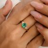 925 Sterling Silver Emerald Diamond Statement Ring - Image 3