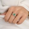 925 Sterling Silver Emerald Diamond Statement Ring - Image 2