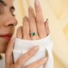 925 Sterling Silver Emerald Diamond Statement Ring - Image 4