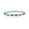 925 Sterling Silver Emerald & Diamond Tennis Bracelet