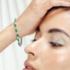 925 Sterling Silver Emerald & Diamond Tennis Bracelet - Image 4