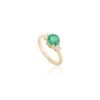 925 Sterling Silver Emerald & Diamond Three-Stone Engagement Ring - Image 3