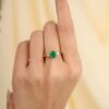 925 Sterling Silver Emerald & Diamond Three-Stone Engagement Ring - Image 4