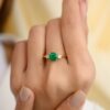 925 Sterling Silver Emerald & Diamond Three-Stone Engagement Ring - Image 7