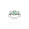 925 Sterling Silver Emerald Diamond Three Stone Ring - Image 4