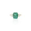 925 Sterling Silver Emerald & Diamond Three Stone Ring