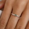 925 Sterling Silver Emerald Diamond Toi Et Moi Ring - Image 5