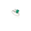 925 Sterling Silver Emerald & Diamond Wedding Ring - Image 4