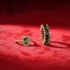 Green CZ emerald ring designed in a clean, classic style