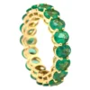 925 Sterling Silver eternity band ring with emerald-inspired stones