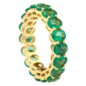 925 Sterling Silver Emerald Eternity Band Ring