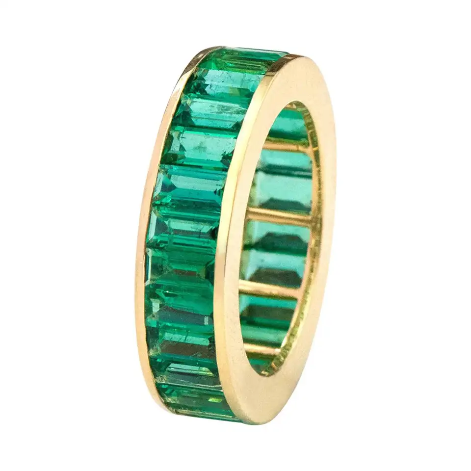 925 Sterling Silver Emerald Eternity Ring