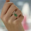 Emerald flat pave signet ring in sterling silver with a modern profile